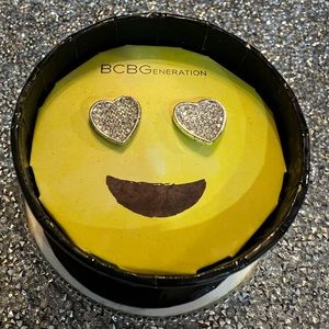 Brand new BCBGeneration Silver Tone Pave Heart post Earrings